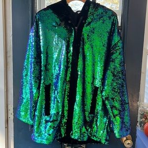 Free People Sequin Jacket w/ Hood